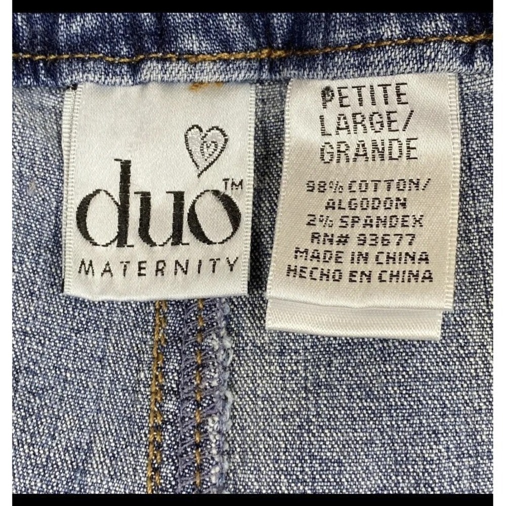 Duo Maternity Jeans Womens Petite L Medium Wash Flared Wide Hem Adjustable - Picture 3 of 6